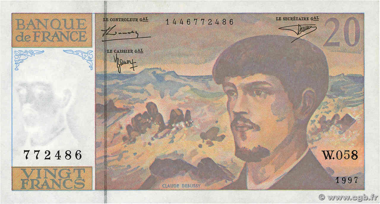 20 Francs DEBUSSY Modifié FRANCE  1997 F.66ter.02 SUP