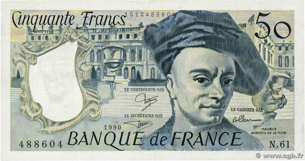50 Francs QUENTIN DE LA TOUR FRANCE  1990 F.67.16 SUP