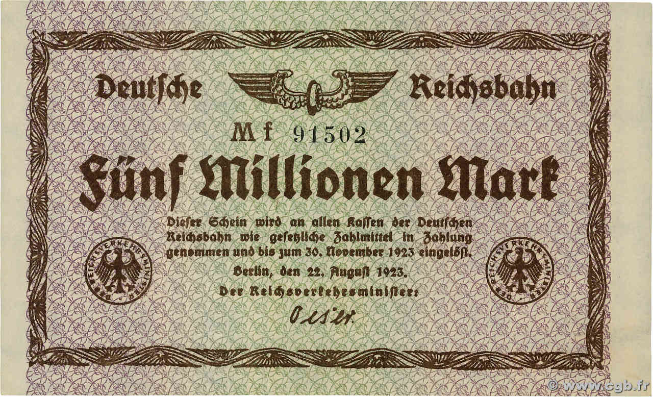 5 Millionen Mark DEUTSCHLAND Berlin 1923 PS.1013c fST