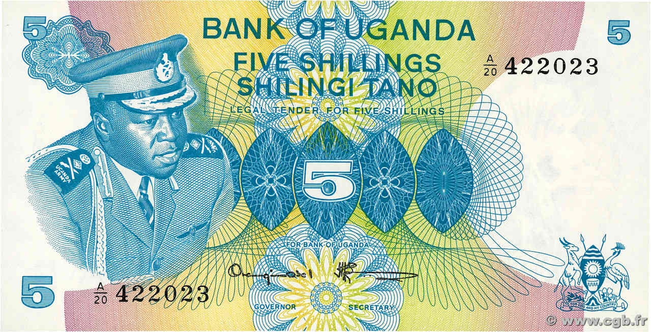 5 Shillings OUGANDA  1977 P.05A NEUF