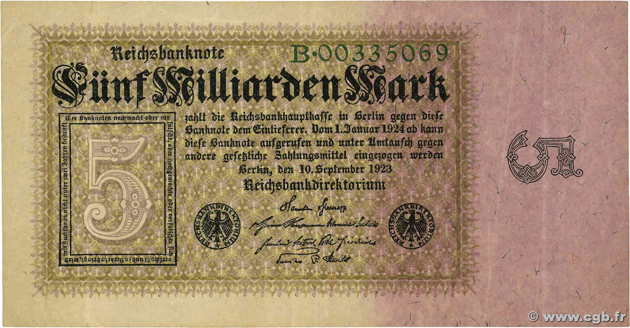 5 Milliards Mark ALLEMAGNE  1923 P.115a TTB