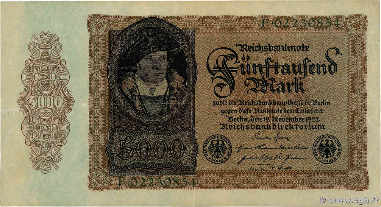 5000 Mark ALLEMAGNE  1922 P.078 TTB