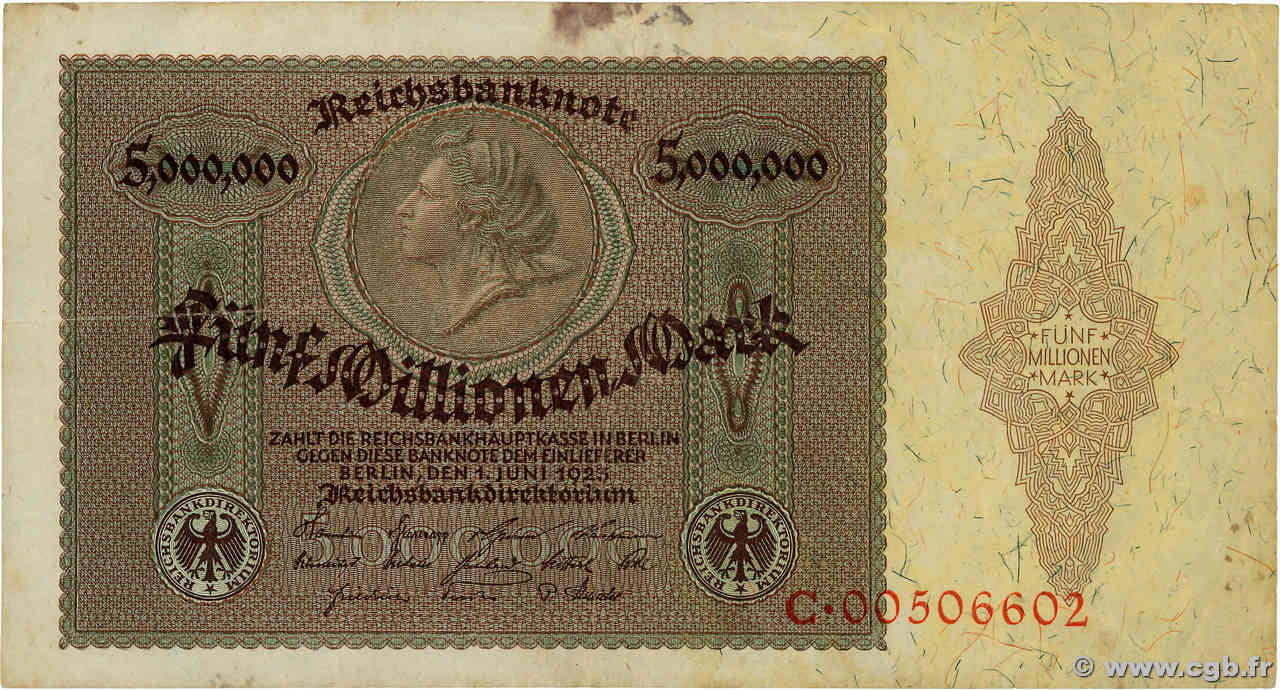 5 Millionen Mark ALLEMAGNE  1923 P.090 TTB