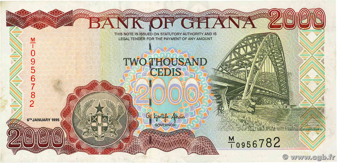 2000 Cedis GHANA  1995 P.30b TTB+