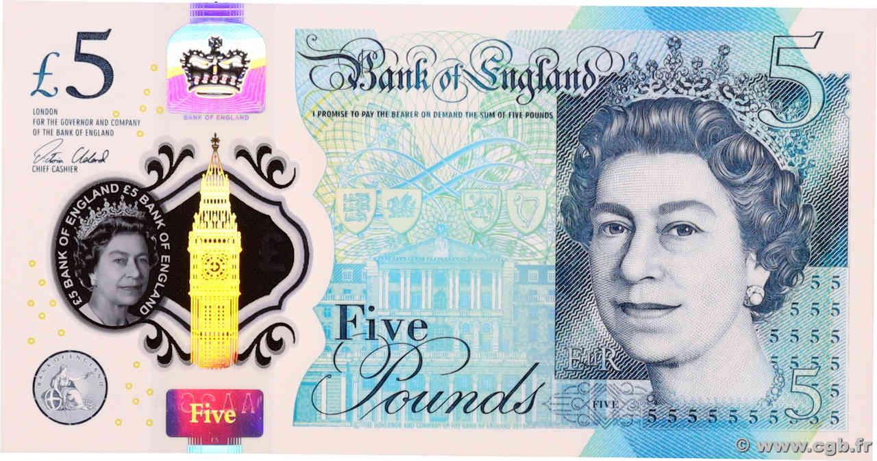 5 Pounds ANGLETERRE  2015 P.394 NEUF