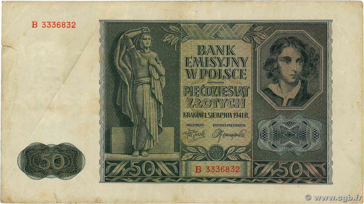 50 Zlotych POLOGNE  1941 P.102 TB+