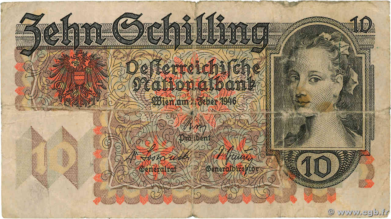 10 Schilling AUTRICHE  1946 P.122 B