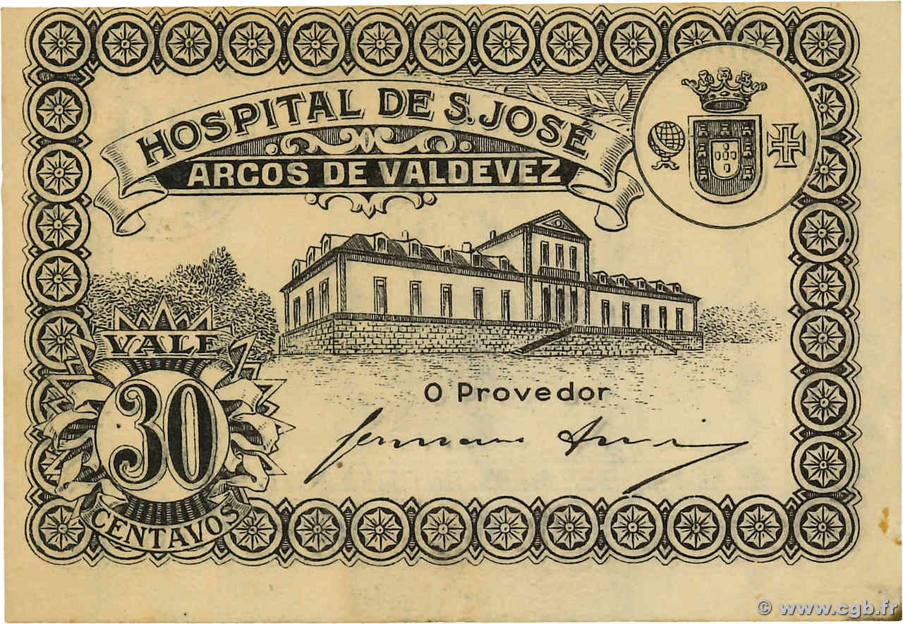 30 Centavos PORTUGAL Arcos De Valdevez 1920  SPL+