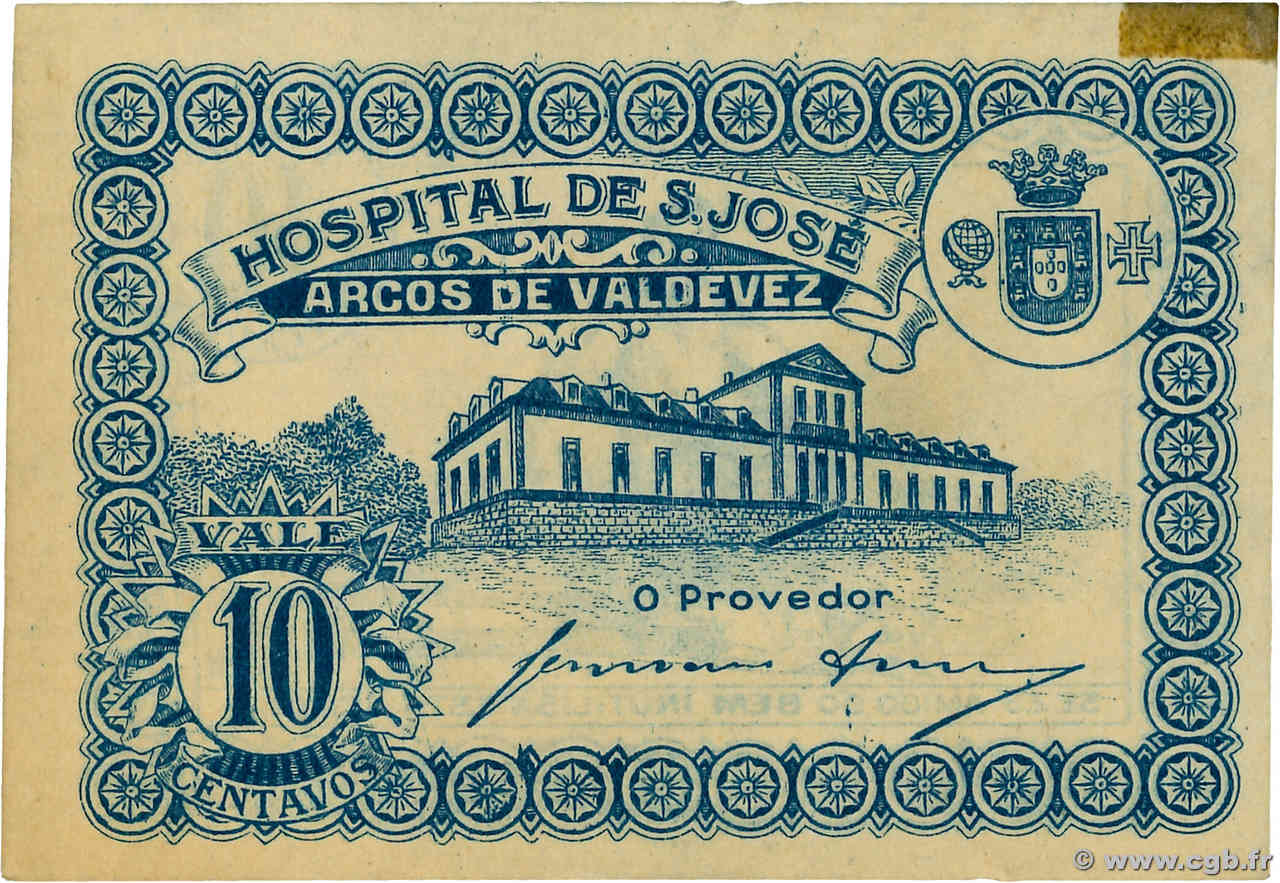 10 Centavos PORTUGAL Arcos De Valdevez 1920  SPL+