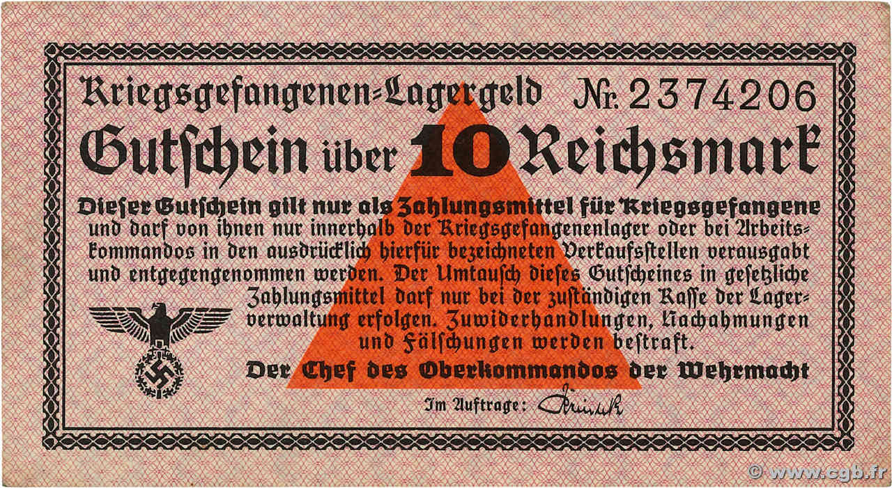 10 Reichsmark ALLEMAGNE  1939 R.521a TTB