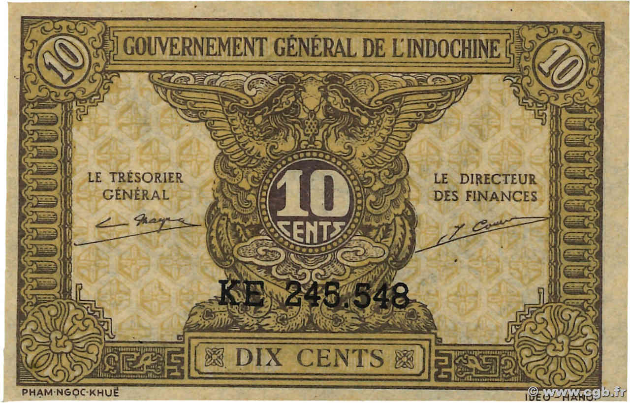 10 Cents INDOCHINA  1942 P.089a SC+