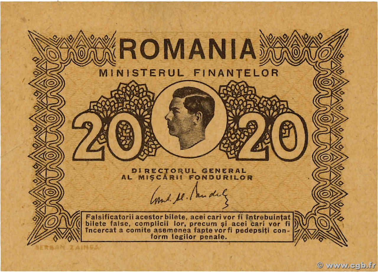 20 Lei ROUMANIE  1945 P.076 SUP