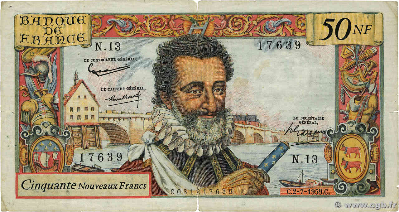 50 Nouveaux Francs HENRI IV FRANCE  1959 F.58.02 TB