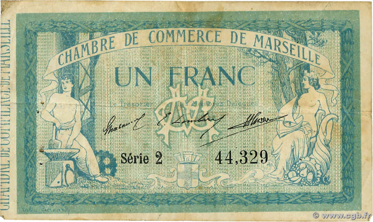 1 Franc FRANCE régionalisme et divers Marseille 1914 JP.079.31 TB+