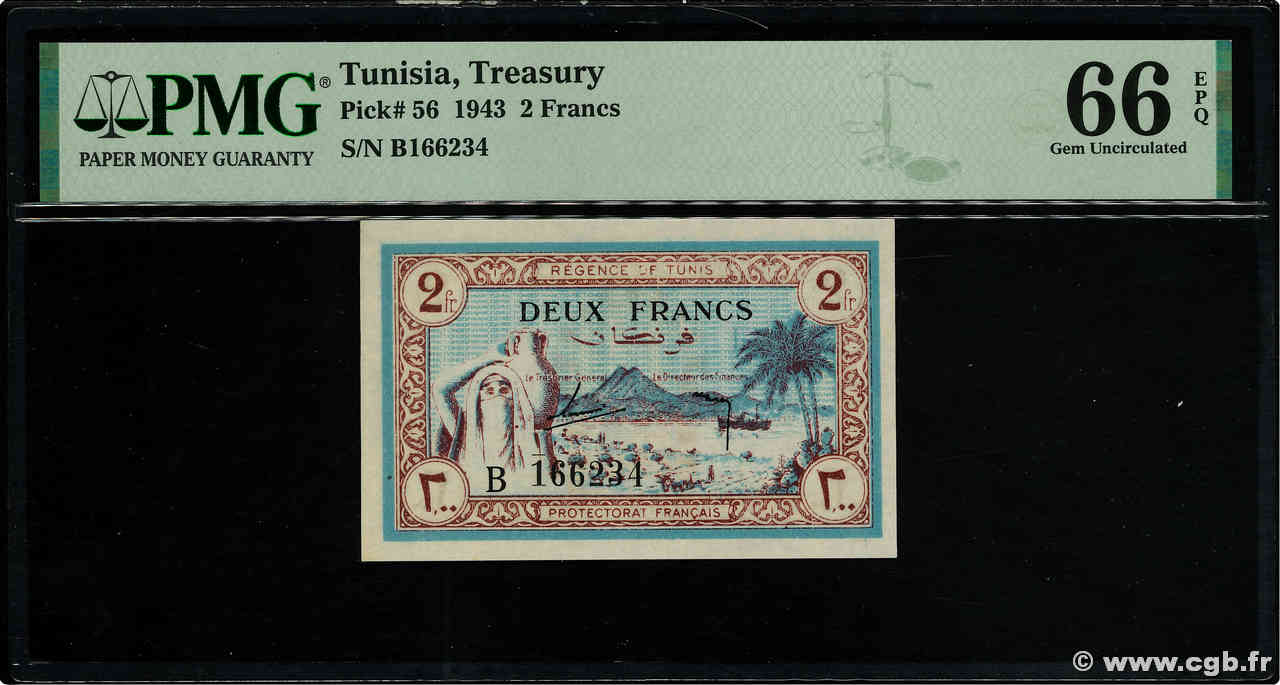 2 Francs TUNISIE  1943 P.56 NEUF