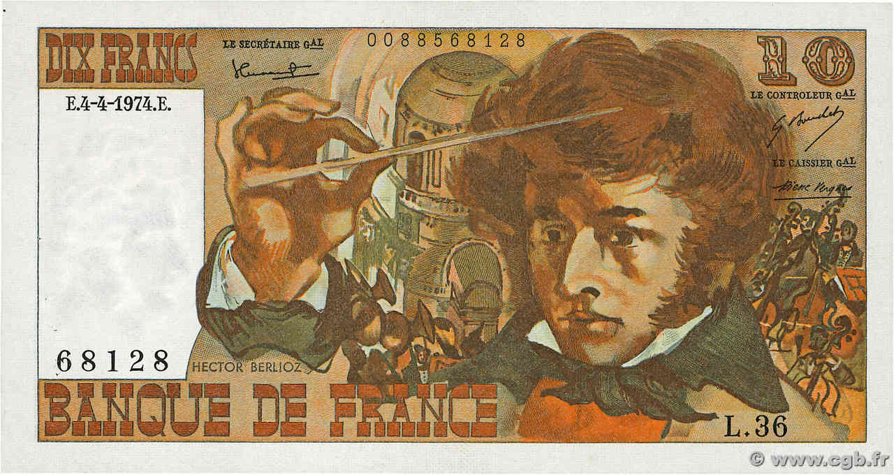 10 Francs BERLIOZ FRANCE  1974 F.63.04 SPL