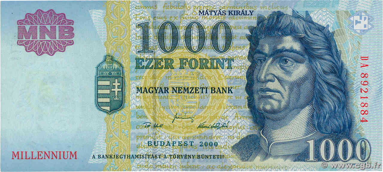 1000 Forint Commémoratif HONGRIE  2000 P.185a SUP