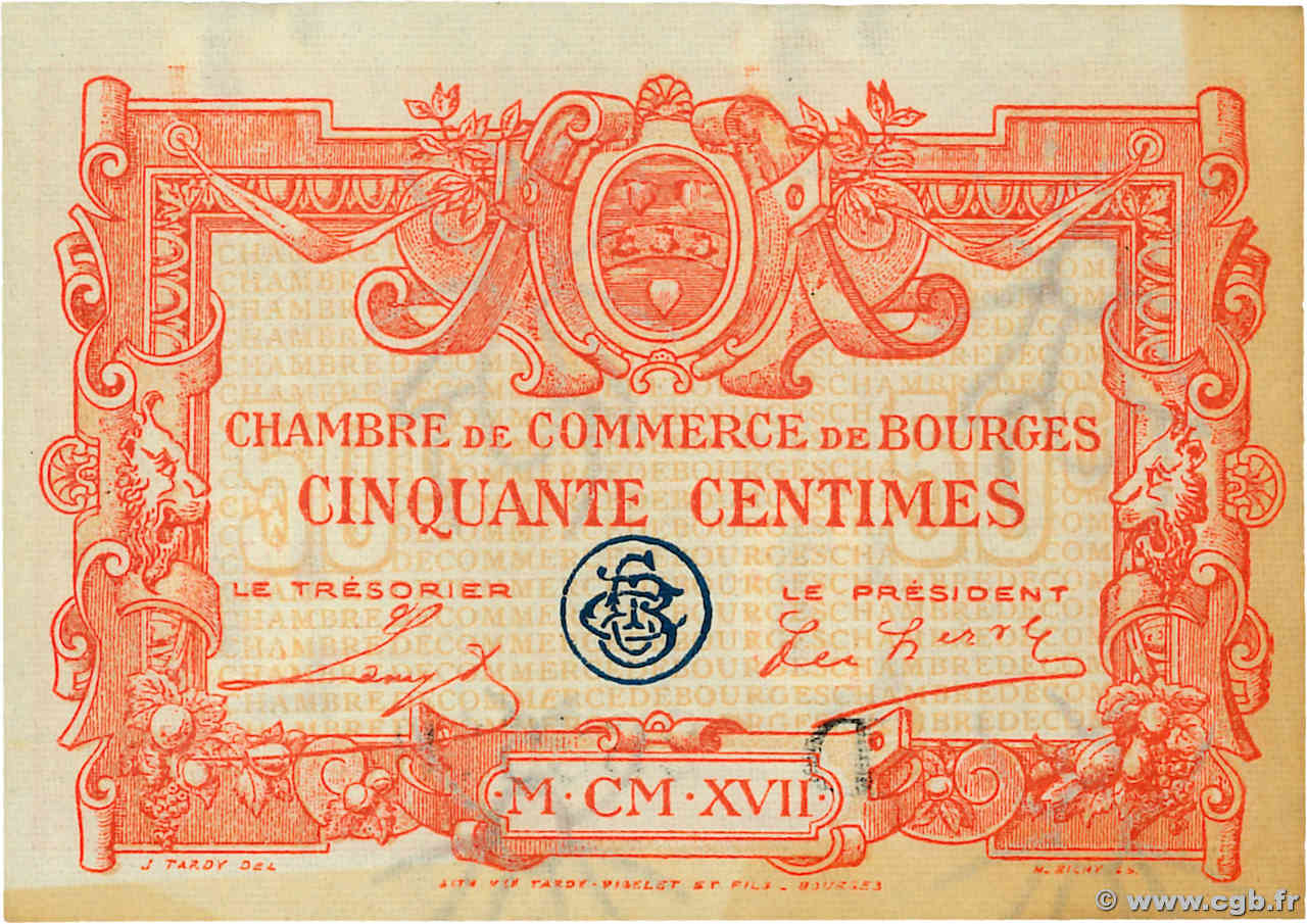 50 Centimes FRANCE régionalisme et divers Bourges 1915 JP.032.08 SPL