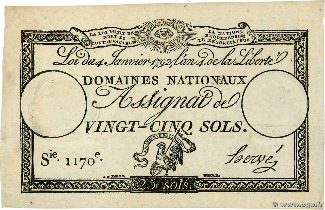 25 Sols FRANCE  1792 Ass.25a SPL