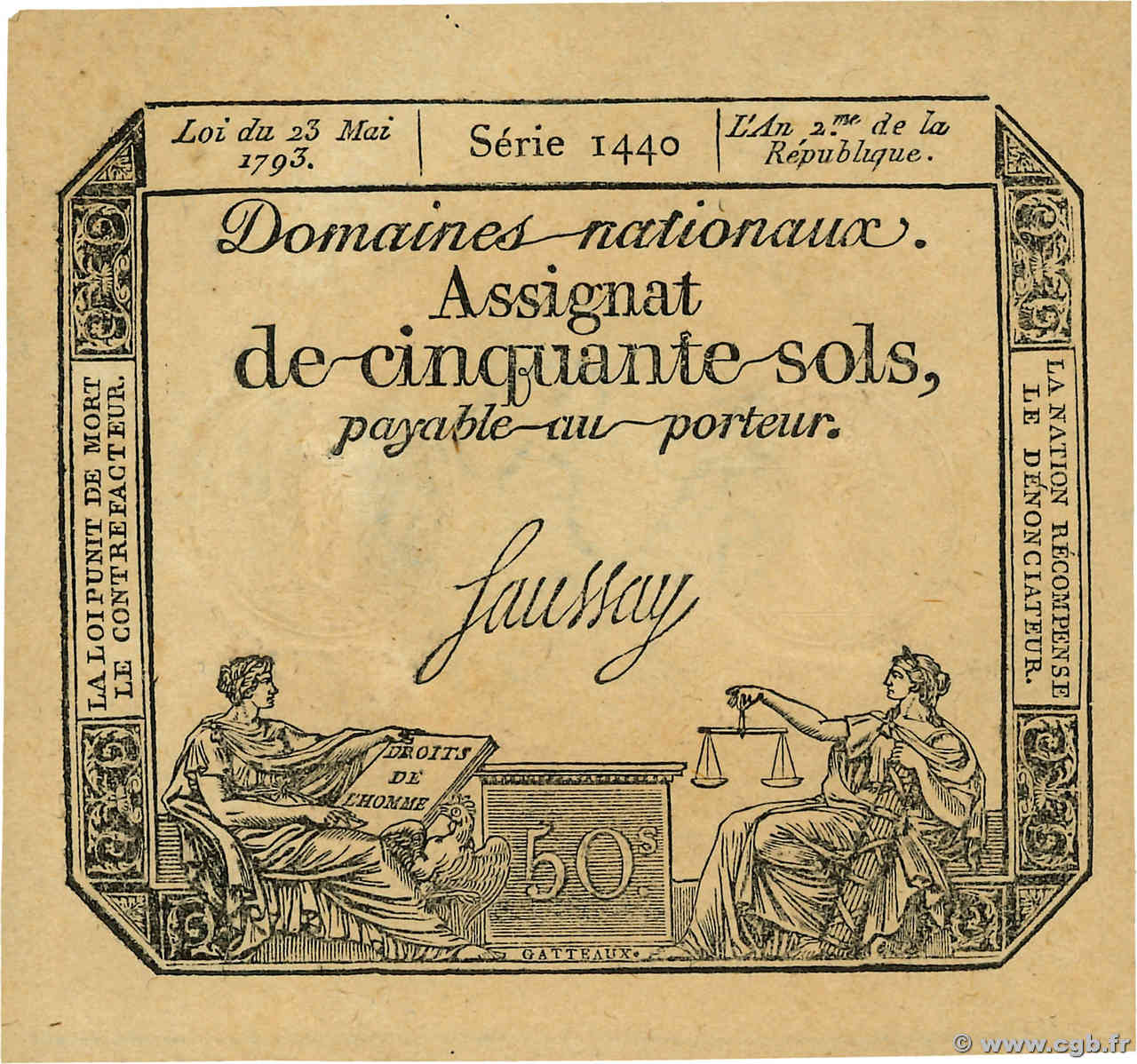 50 Sols FRANCE  1793 Ass.42b SUP+