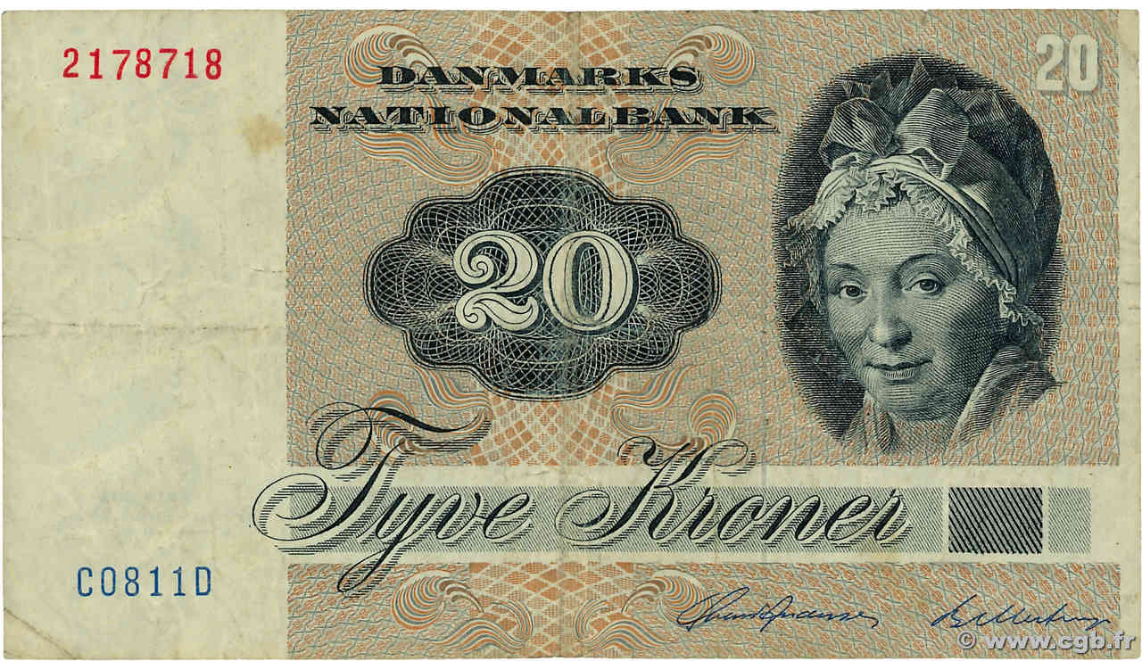 20 Kroner DANEMARK  1979 P.049a TB