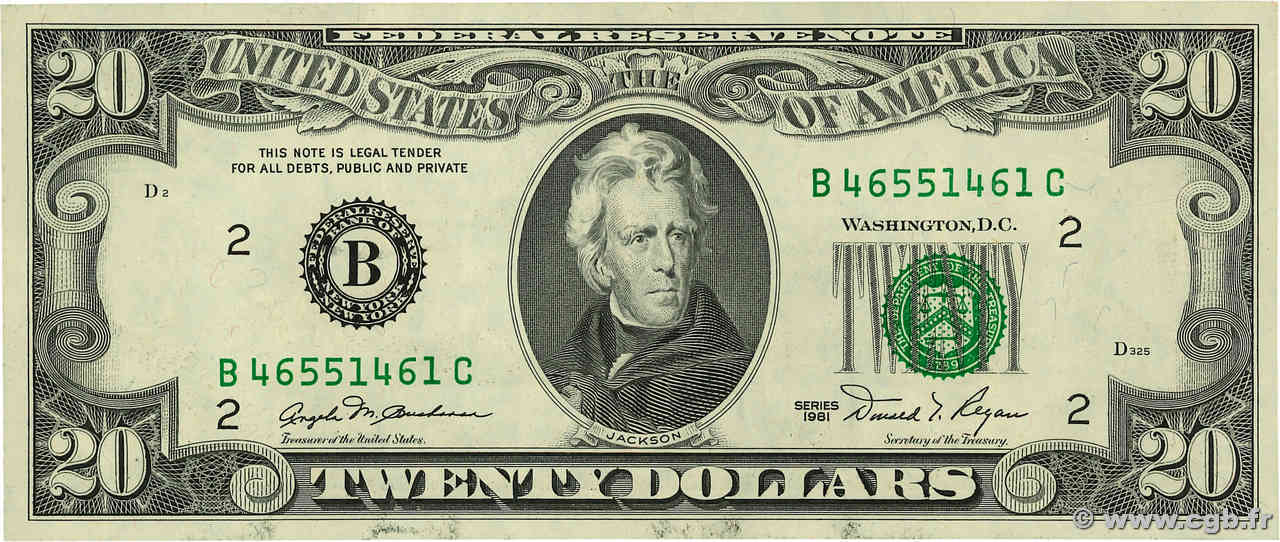 20 Dollars ÉTATS-UNIS D AMÉRIQUE New York 1981 P.471a SPL