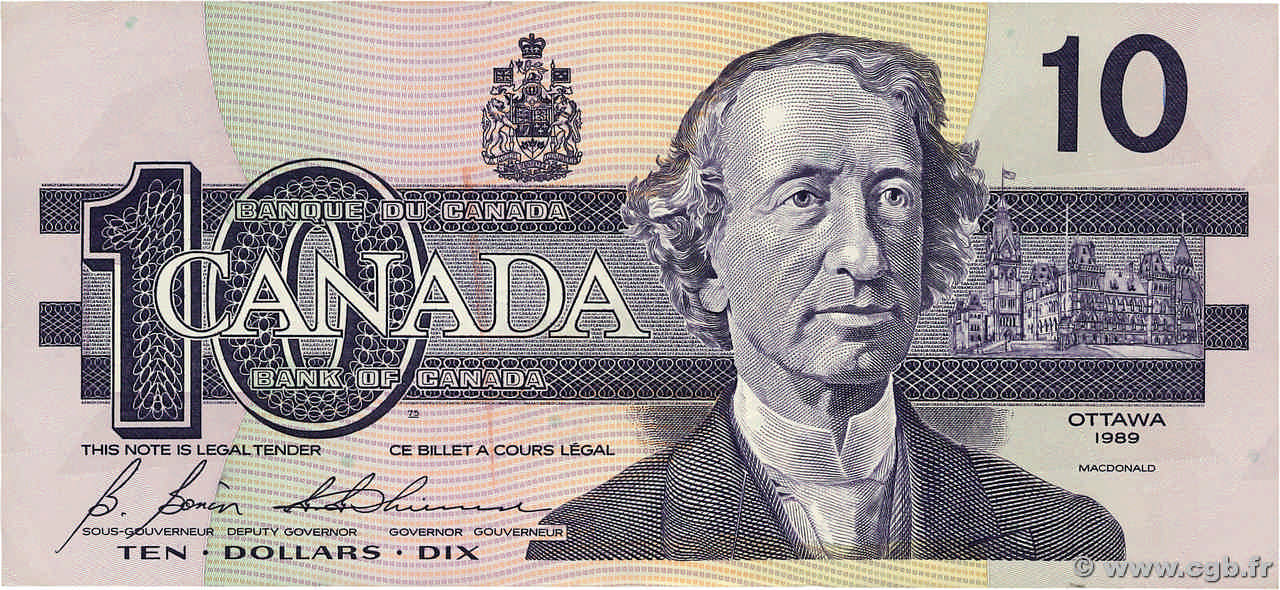 10 Dollars CANADA  1989 P.096b TTB