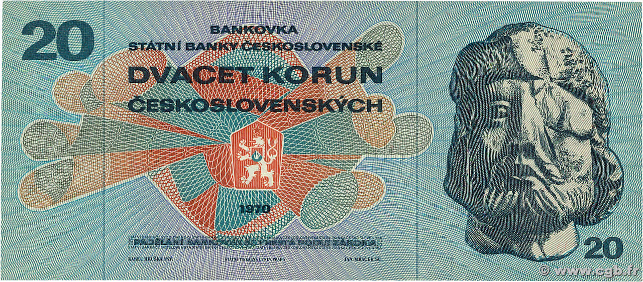 20 Korun TCHÉCOSLOVAQUIE  1970 P.092 SUP+