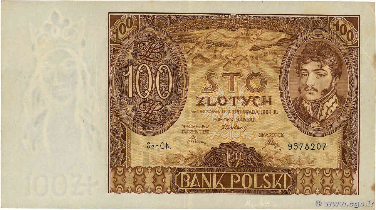 100 Zlotych POLOGNE  1934 P.075a SUP