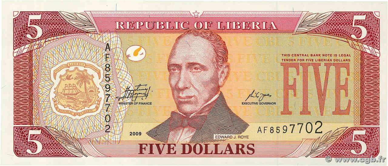 5 Dollars LIBERIA  2011 P.26f UNC