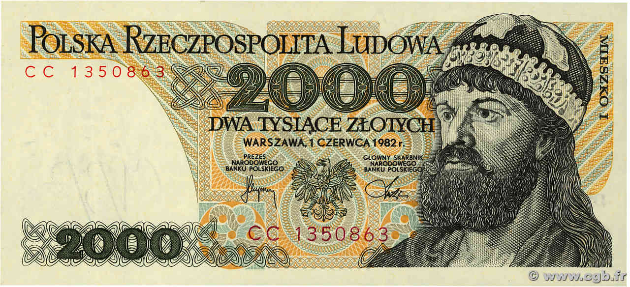 2000 Zlotych POLOGNE  1982 P.147c NEUF