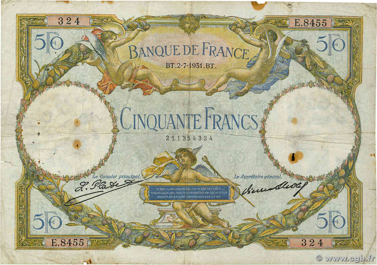 50 Francs LUC OLIVIER MERSON type modifié FRANCE  1931 F.16.02 TB