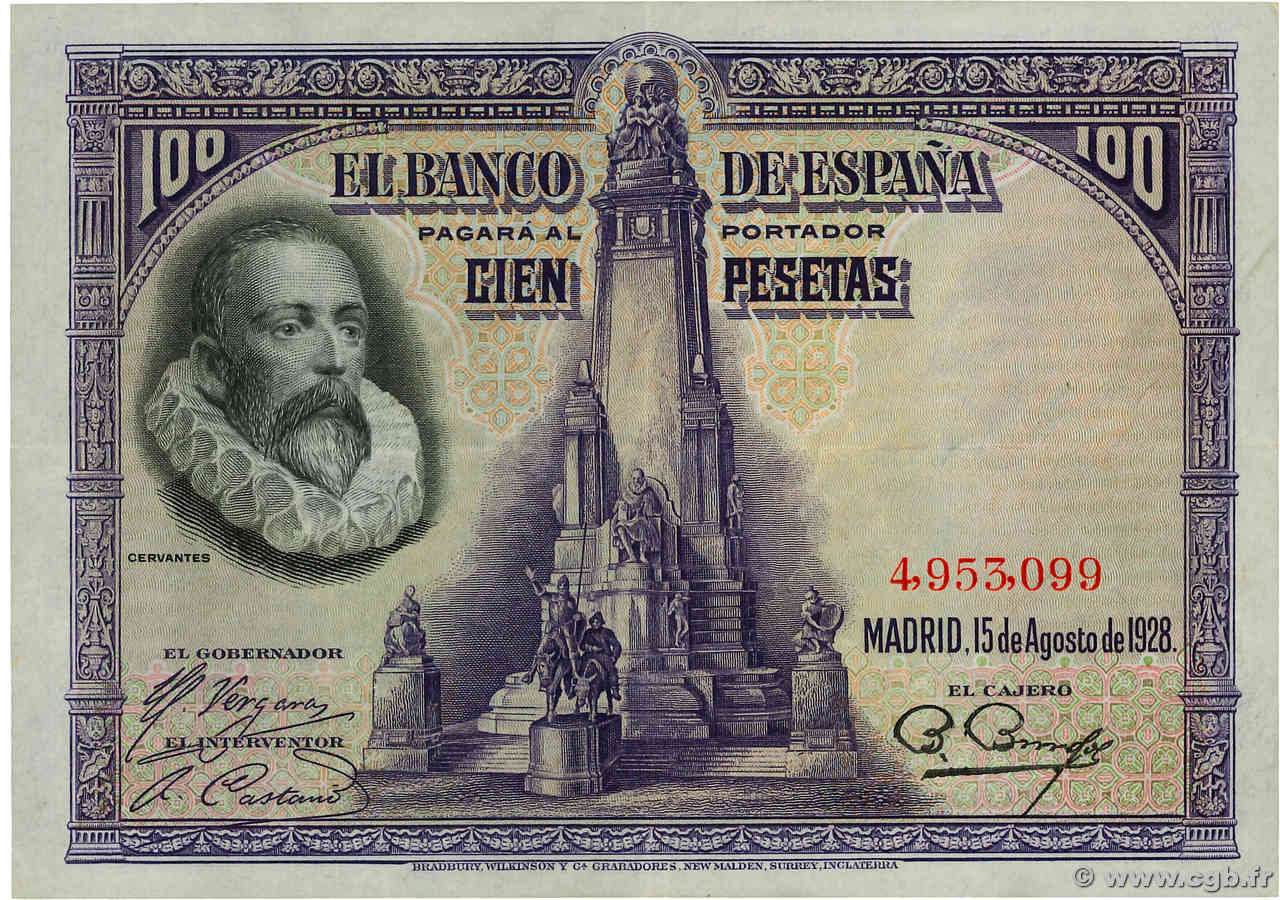 100 Pesetas ESPAGNE  1928 P.076 TTB+