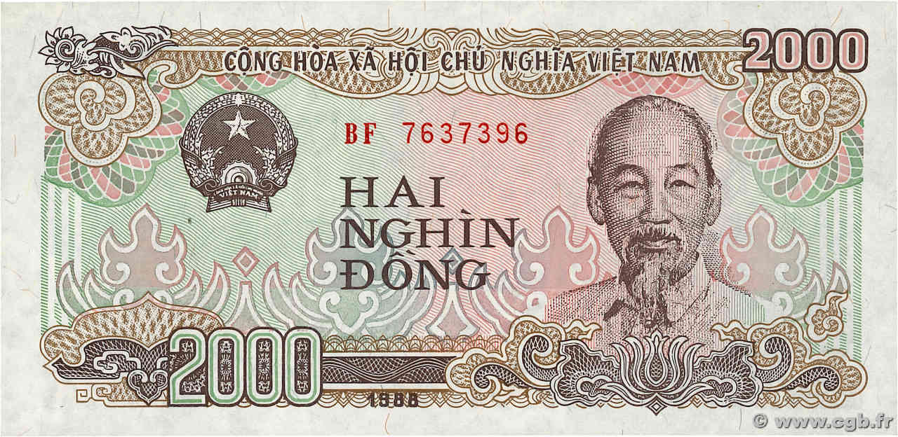 2000 Dong VIET NAM   1988 P.107a NEUF