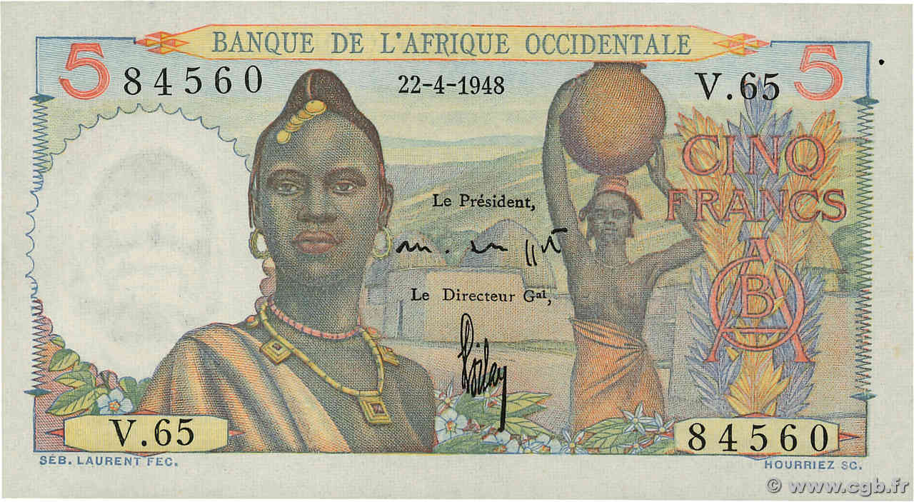 5 Francs AFRIQUE OCCIDENTALE FRANÇAISE (1895-1958)  1948 P.36 pr.SPL