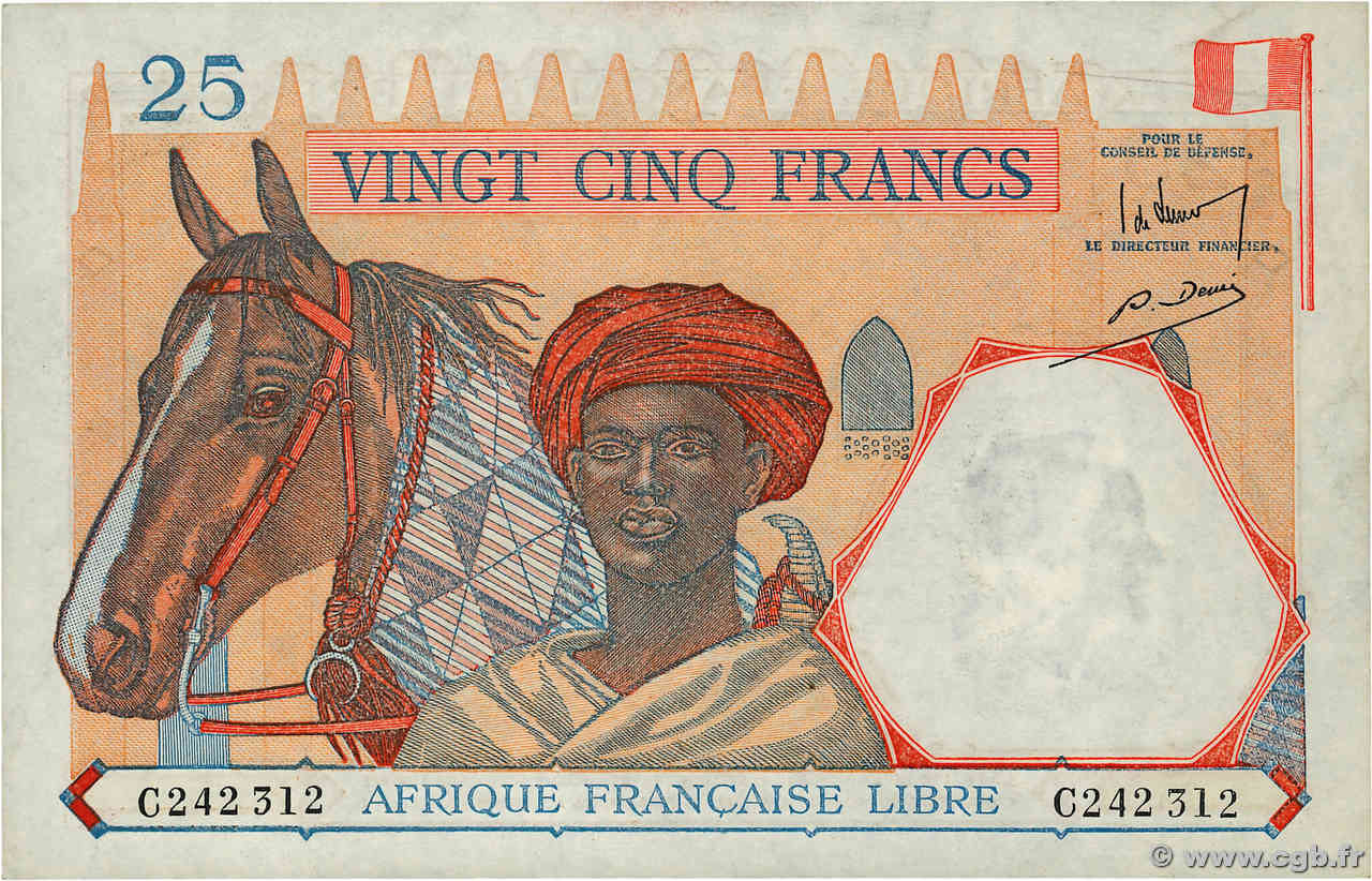 25 Francs AFRIQUE ÉQUATORIALE FRANÇAISE Brazzaville 1941 P.07a EBC+