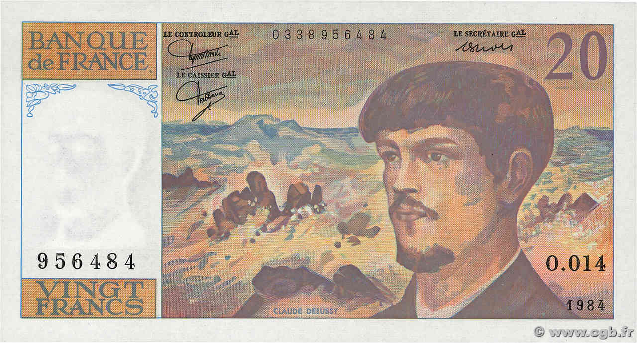 20 Francs DEBUSSY FRANCE  1984 F.66.05 SUP