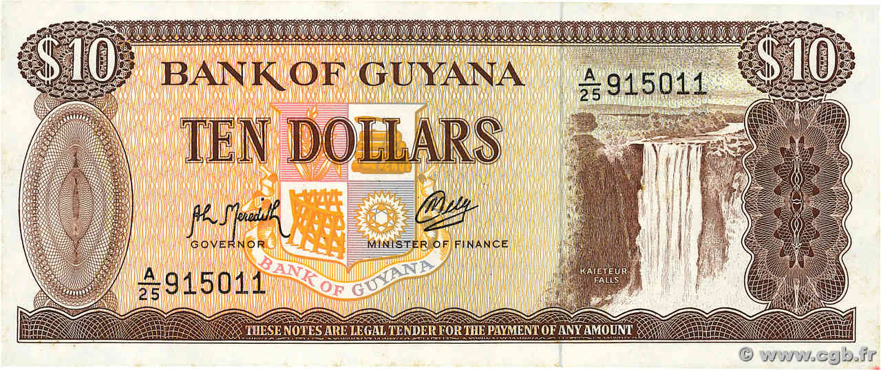 10 Dollars GUYANA  1992 P.23f UNC