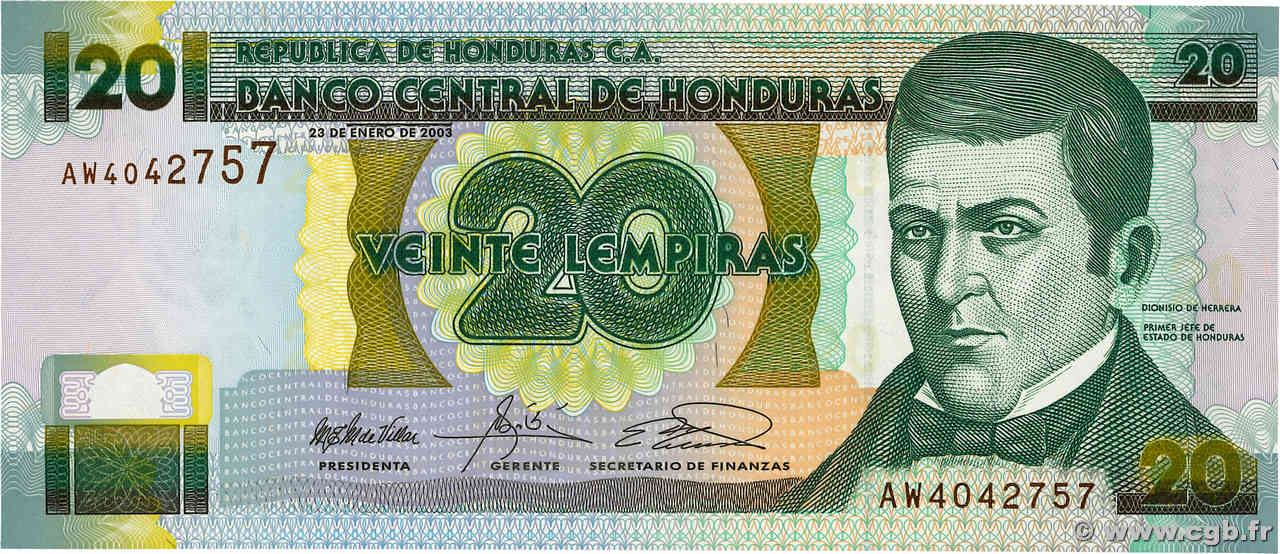 20 Lempiras HONDURAS  2003 P.087b NEUF