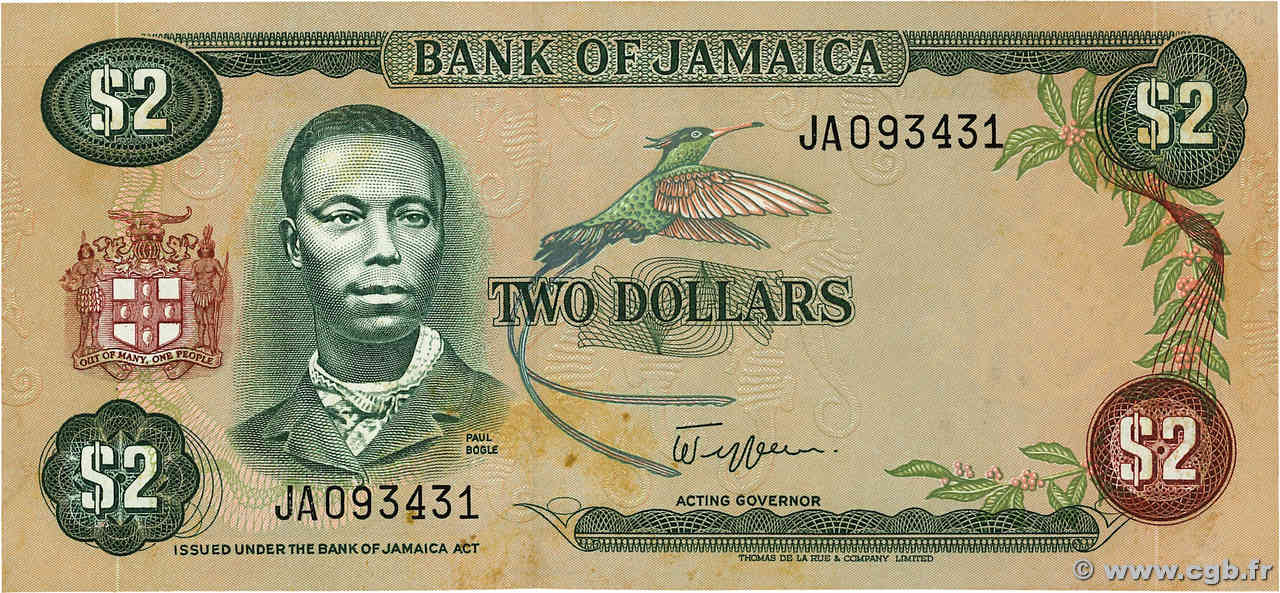 2 Dollars JAMAÏQUE  1982 P.65a SUP