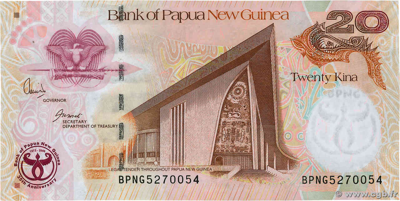 20 Kina Commémoratif PAPOUASIE NOUVELLE GUINÉE  2008 P.36a pr.NEUF