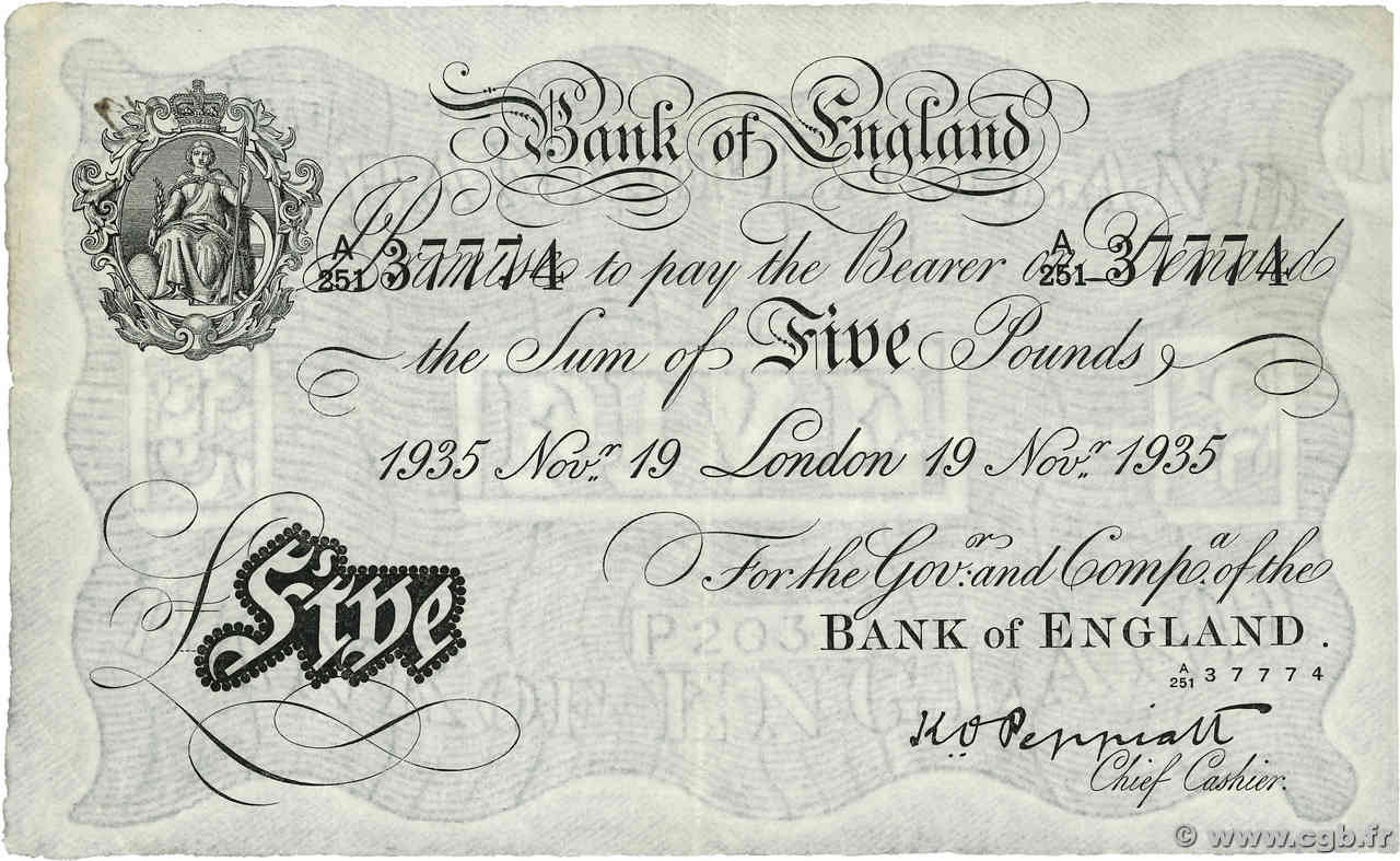 5 Pounds Faux ENGLAND  1935 P.335ax SS
