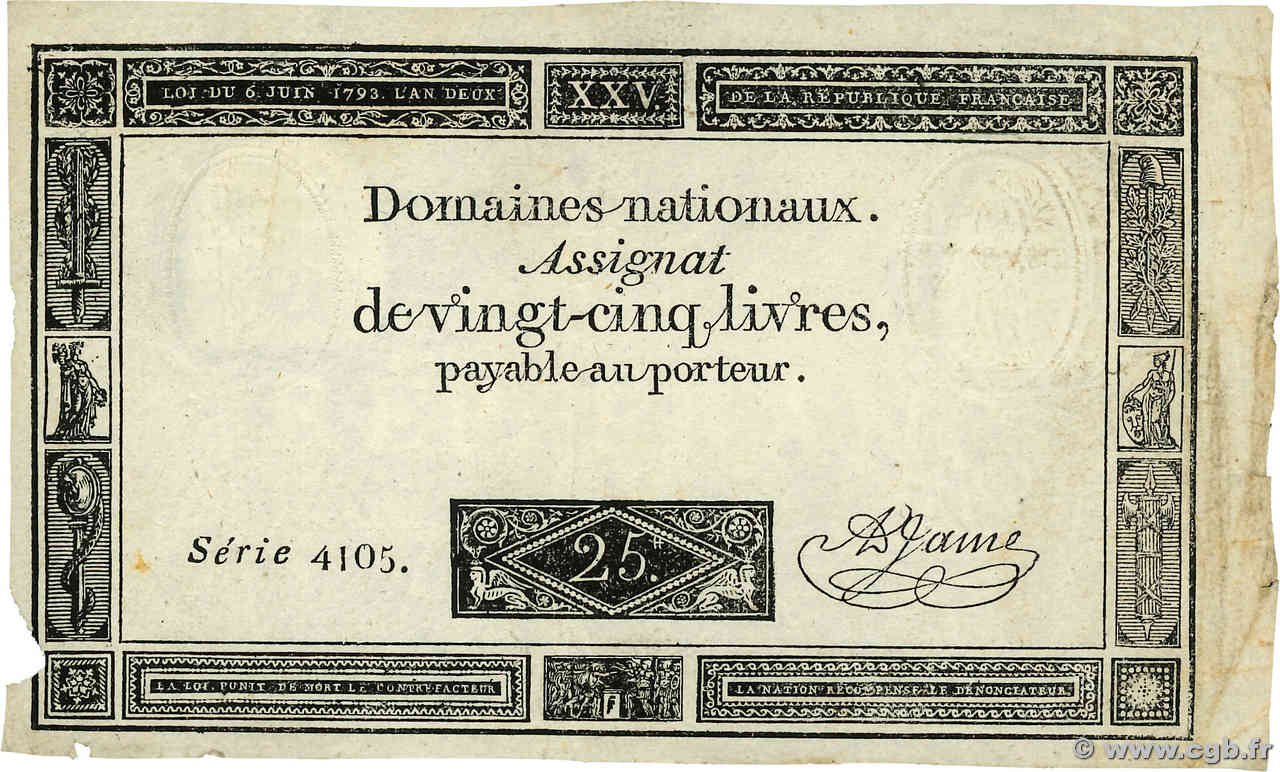 25 Livres FRANCE  1793 Ass.43b TTB