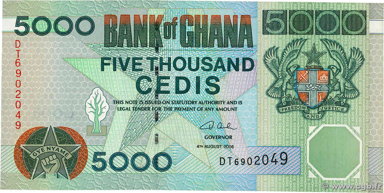 5000 Cedis GHANA  2006 P.34j NEUF