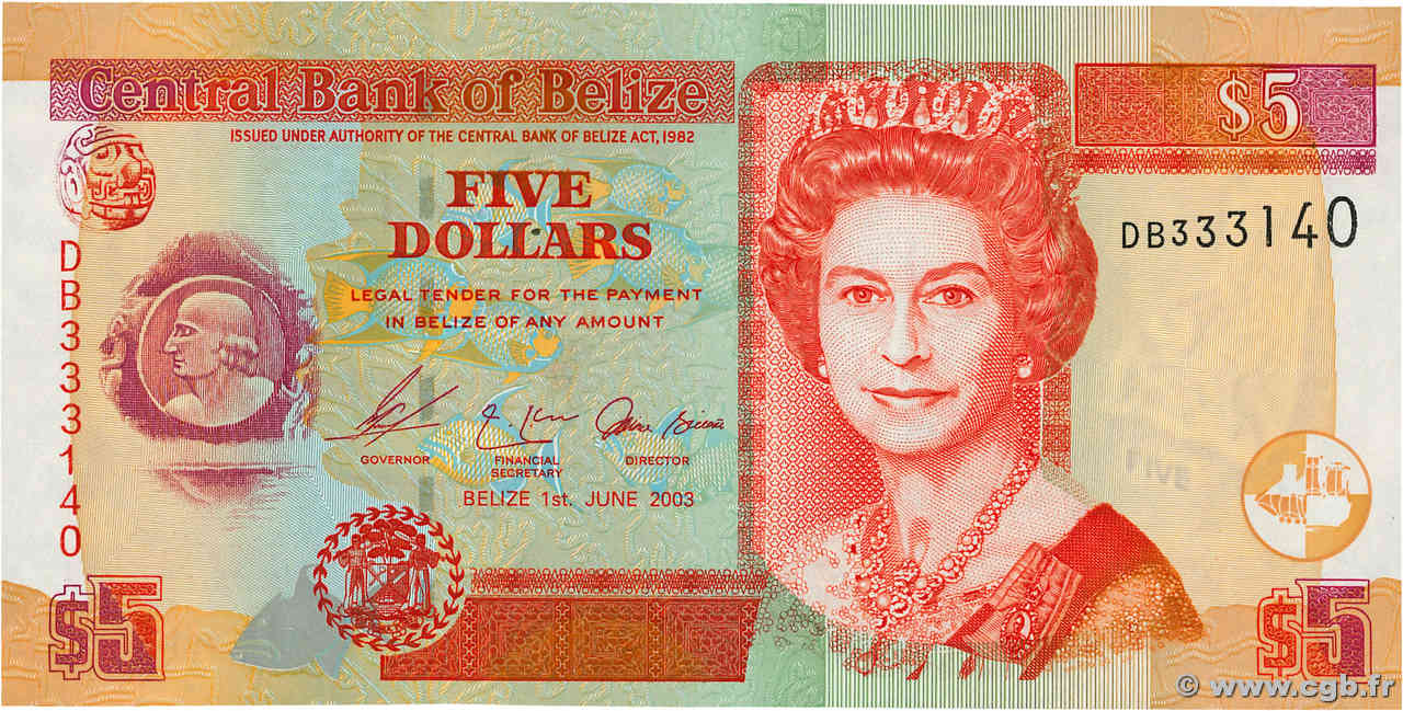 5 Dollars BELIZE  2003 P.67a q.FDC