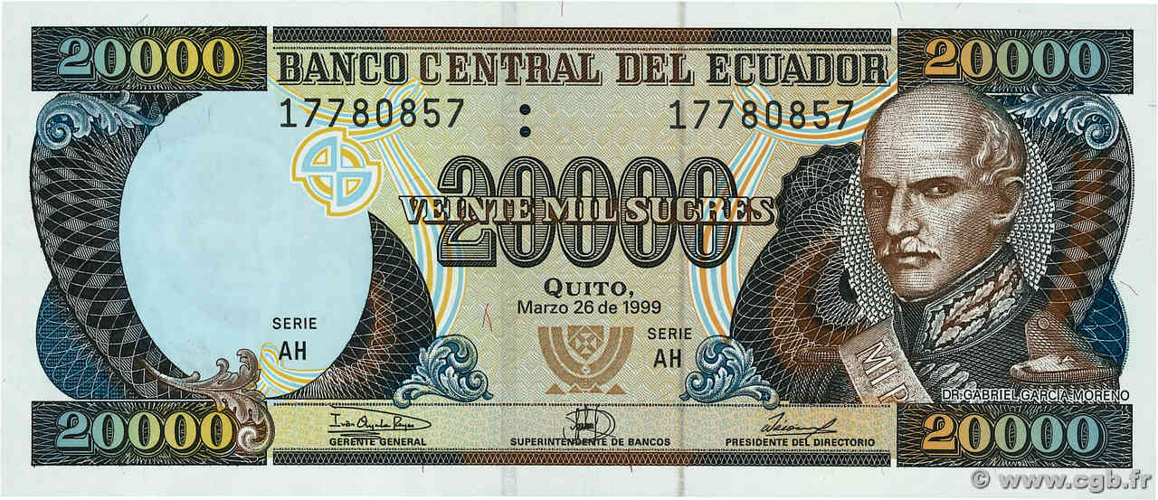 20000 Sucres ÉQUATEUR  1999 P.129 NEUF