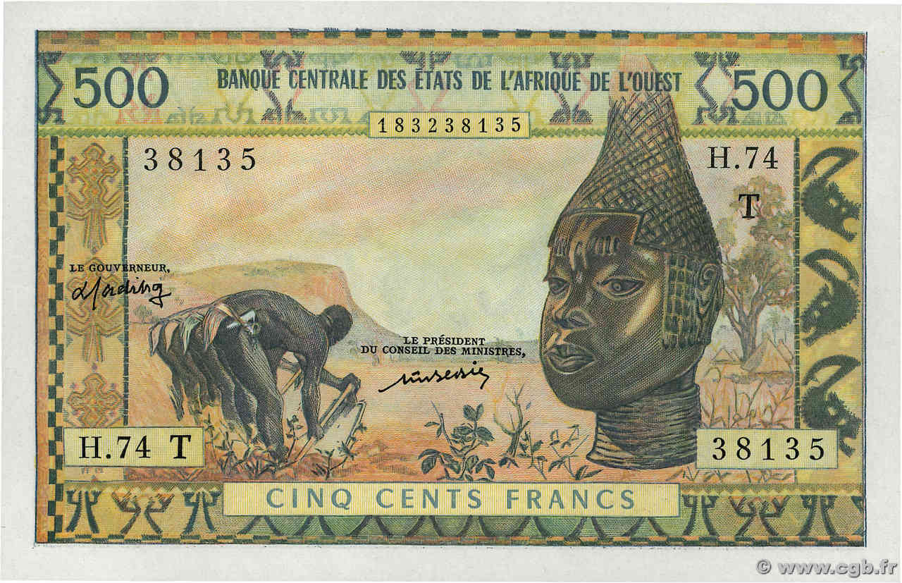 500 Francs ÉTATS DE L AFRIQUE DE L OUEST  1977 P.802Tm NEUF