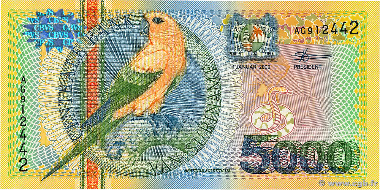 5000 Gulden SURINAM  2000 P.152 SC+
