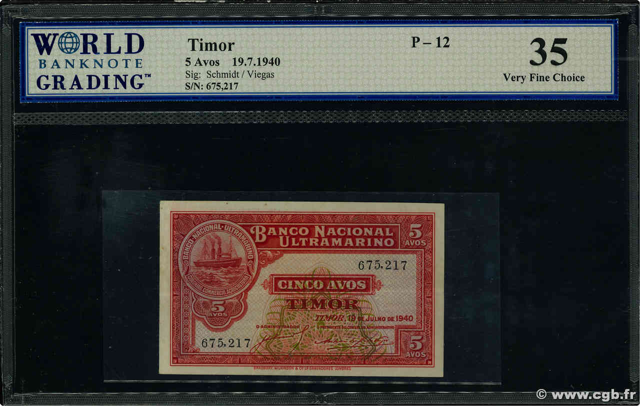 5 Avos TIMOR  1940 P.12 MBC