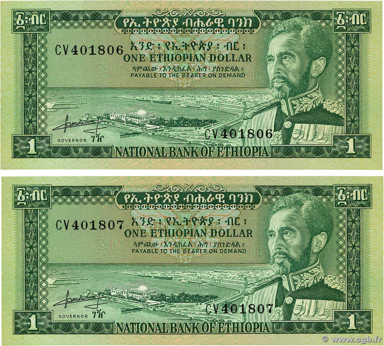 1 Dollar Consécutifs ETIOPIA  1966 P.25a q.FDC